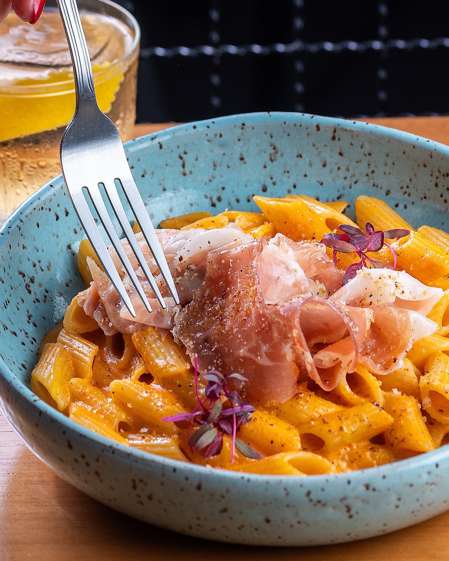 Pasta com presunto de Parma